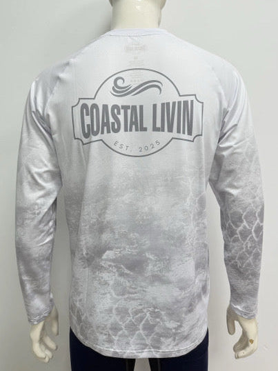 Men White/Gray Fishing Long Sleeve