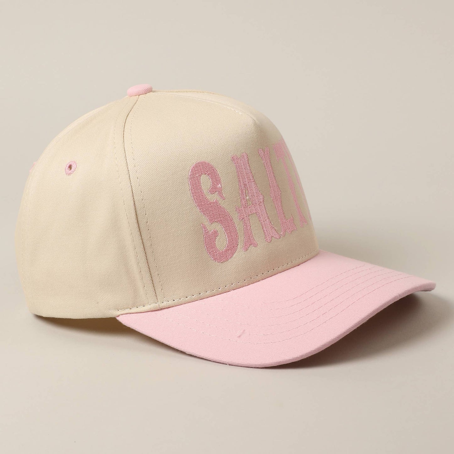SALTY Lettering Embroidery Two-Tone Trucker Hat