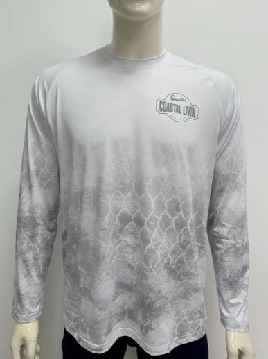 Men White/Gray Fishing Long Sleeve