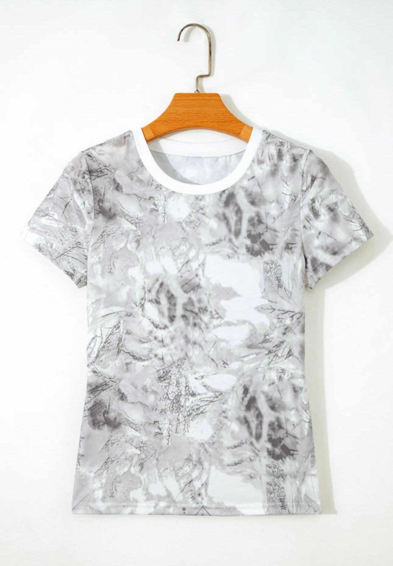 Gray Woodland Print Slim Fit T Shirt